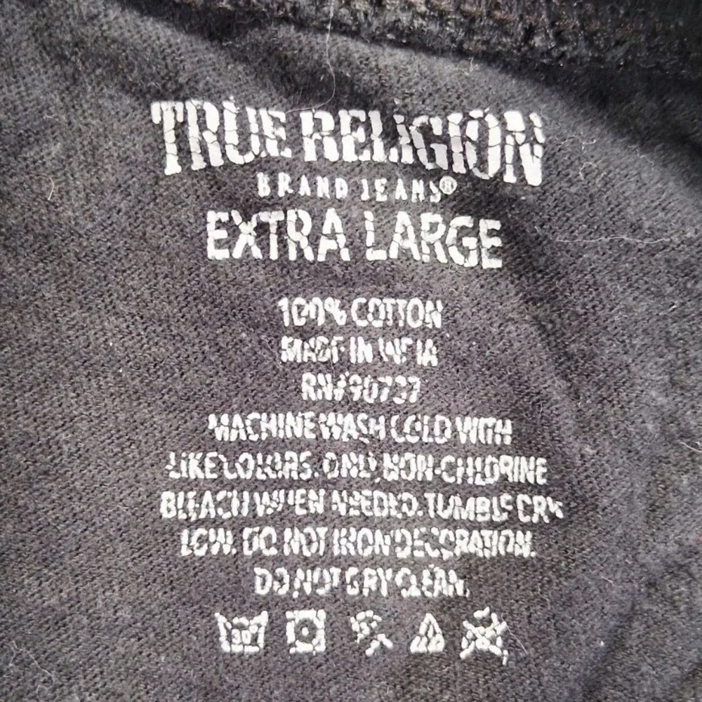 True‎ Religion T-Shirt Extra Large Black Cotton Short Sleeve Horseshoe Logo XL